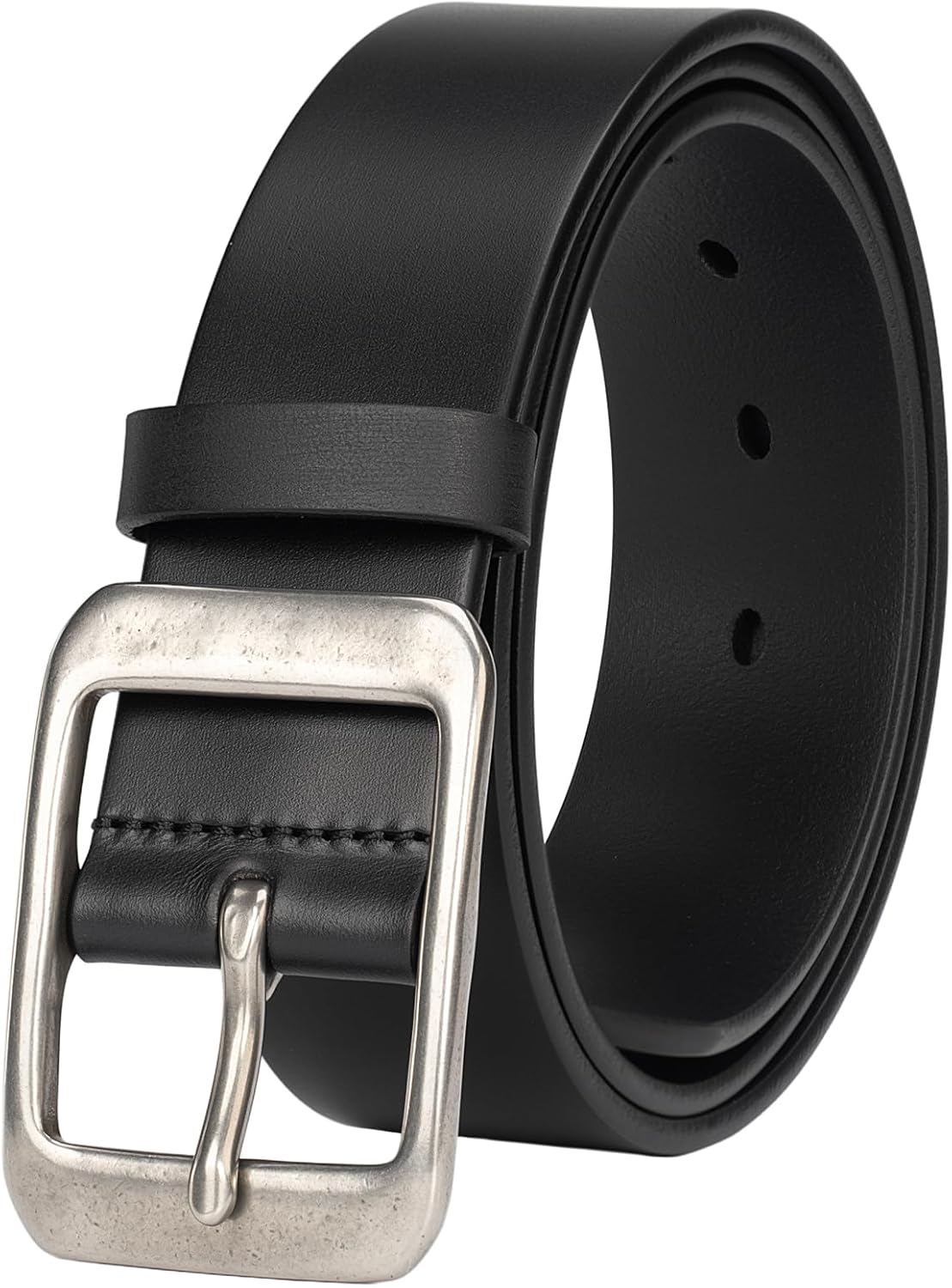 Mens Heavy Duty Full Grain Leather Belt - 1 1/2 Italian Genuine Leather with Sturdy Buckle for Jeans Casual Pants