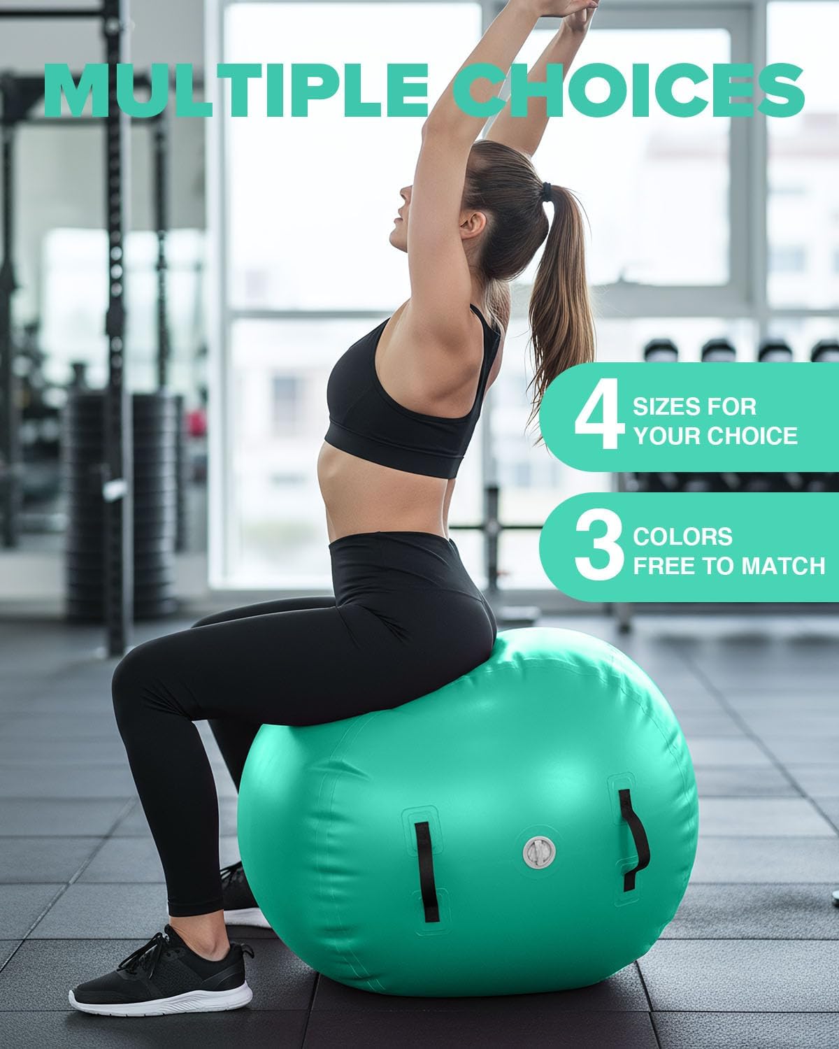 Gymnastics Air Roller Air Barrel Inflatable Tumbling Mat Tumble Air Spot - Gymnastics Training Springboard - Round Inflatable Springboard with Pump for Yoga Training Cheerleading Home Use