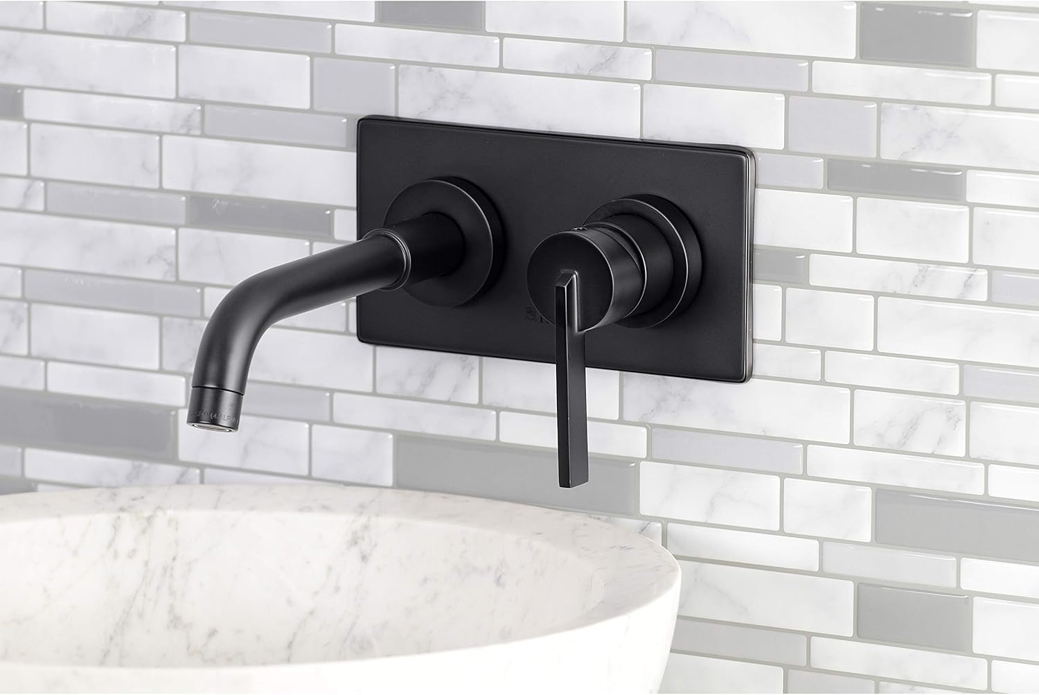 Kingston Brass KS8110CTL Single-Handle Wall Mount Bathroom Faucet, Matte Black