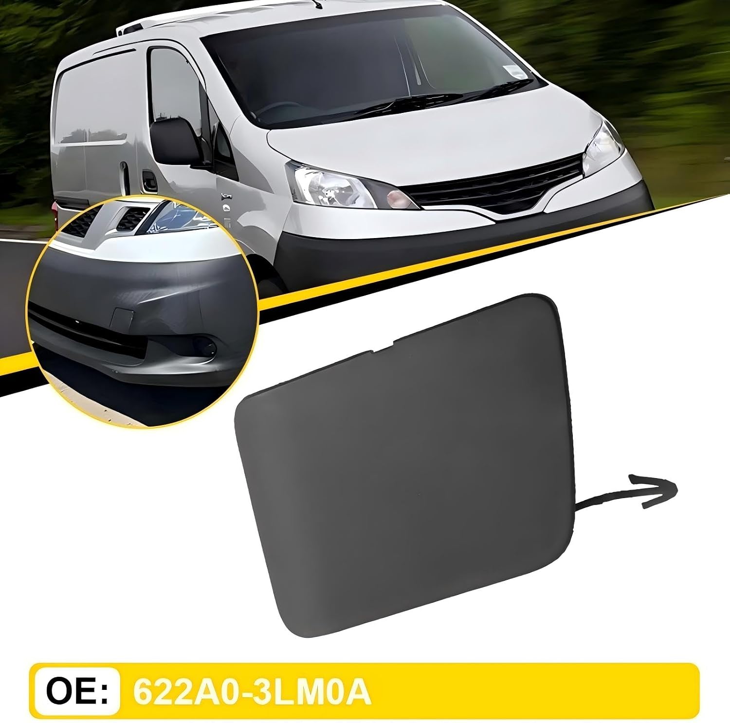 Front Tow Hook Bracket Cover Cap for Nissan NV200 2013 2014 2015 2016-2020 622A0-3LM0A 622A03LM0A