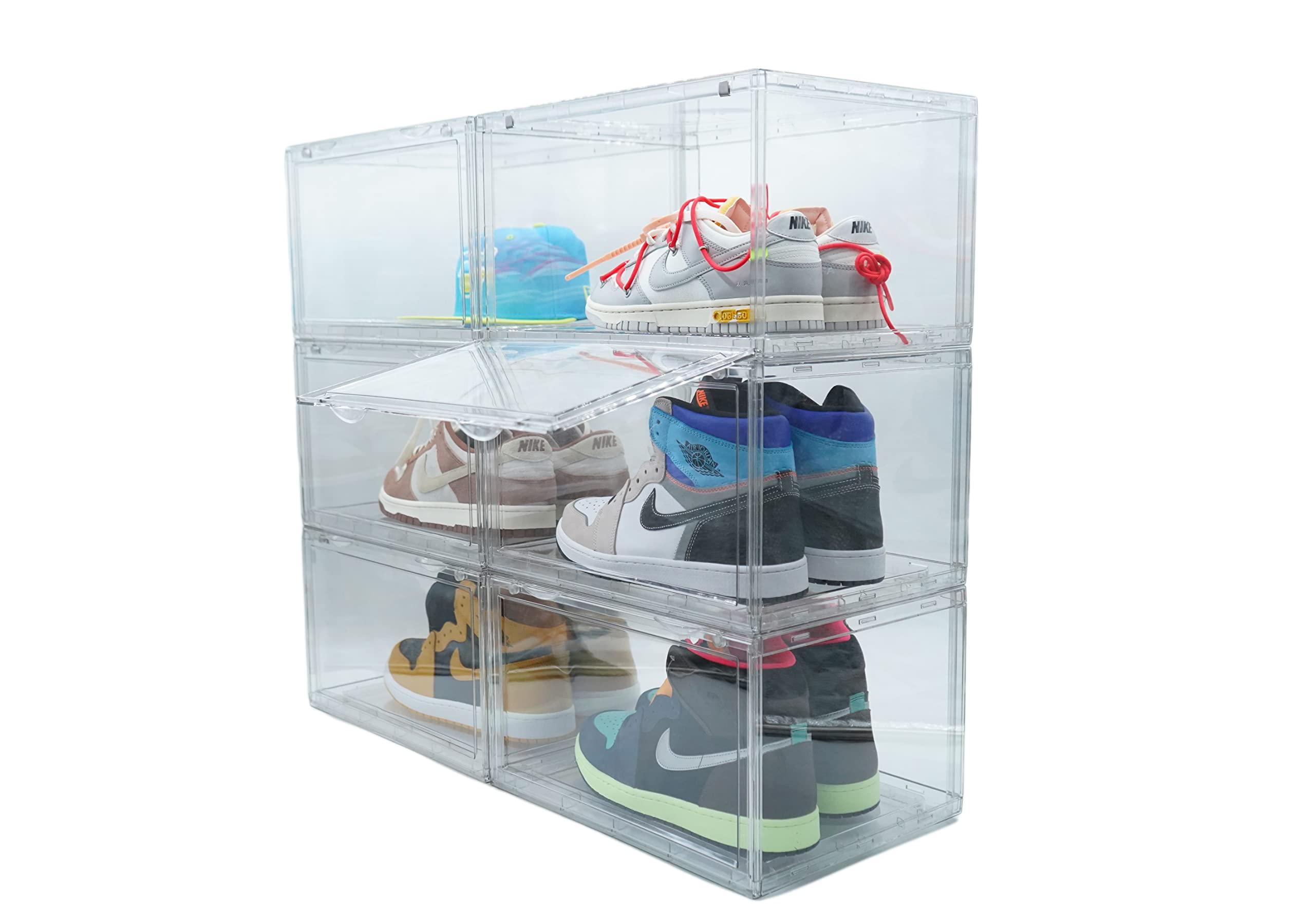 Sneaker Throne Drop Sides Pro 6 Pack- Stackable Acrylic Drop Sides Boot and Shoe Box… Clear