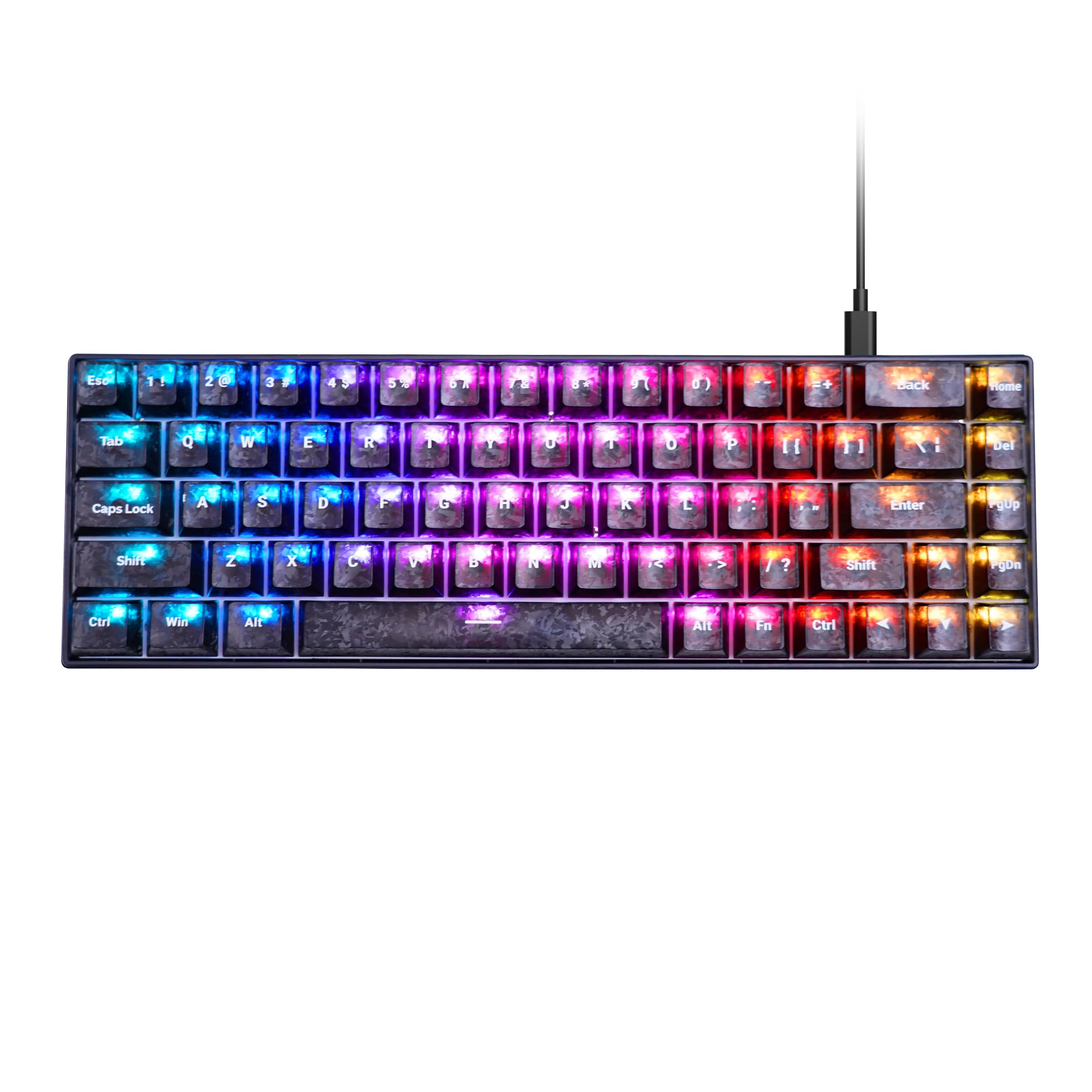 MageGee Portable 60% Mechanical Gaming Keyboard, MK-Box RGB Backlit Compact 68 Keys Mini Wired Office Keyboard with Red Switch for Windows Laptop PC Mac - Black Carbon Fiber