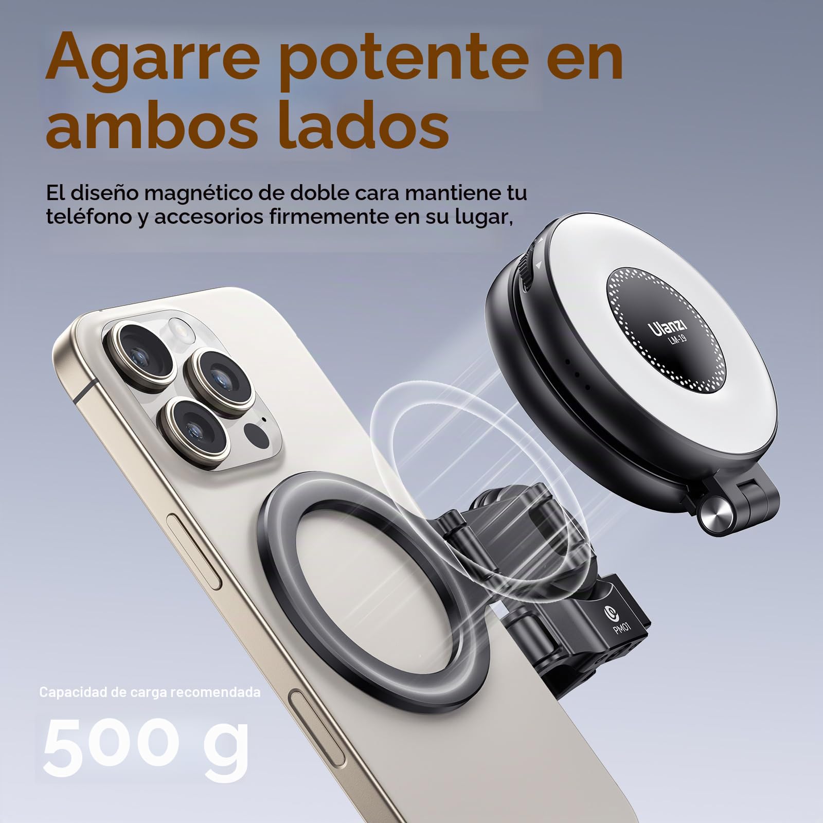 ULANZI PM01 Soporte de Extensión Magnético para dji OSMO Pocket 3/4/Xtra, Soporte de Cámara Extensible de Aluminio con Zapata fría y Montura de 1/4'', Adaptador de Expansión Ajustable 180/270/360°