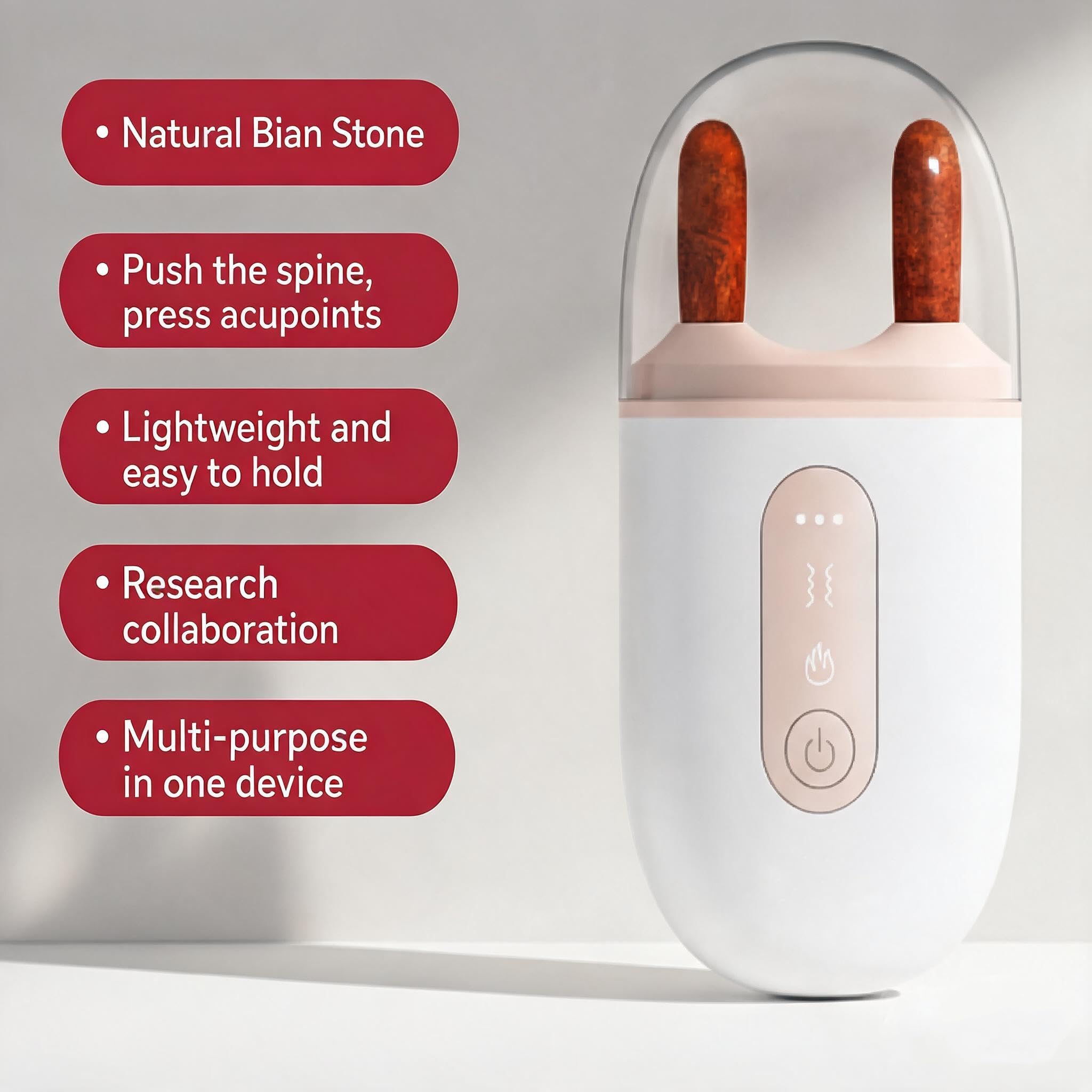 Massaggiatore elettrico naturale per occhi e naso, strumento di sollevamento del viso riscaldato a 3 livelli con temperatura regolabile da 45 a 55 ℃, Gua Sha manuale ergonomico per mascella a V