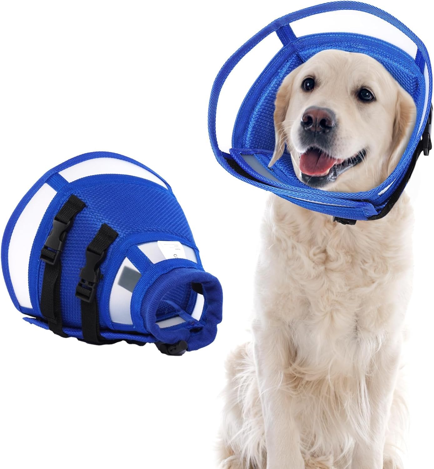 Comfortable Cone for Large Dogs to Stop Licking - Adjustable Elizabethan E-Collar for After Surgery Recovery, Neuter & Wound Protection,Lightweight Breathable Prevent Biting (Blue, XL)