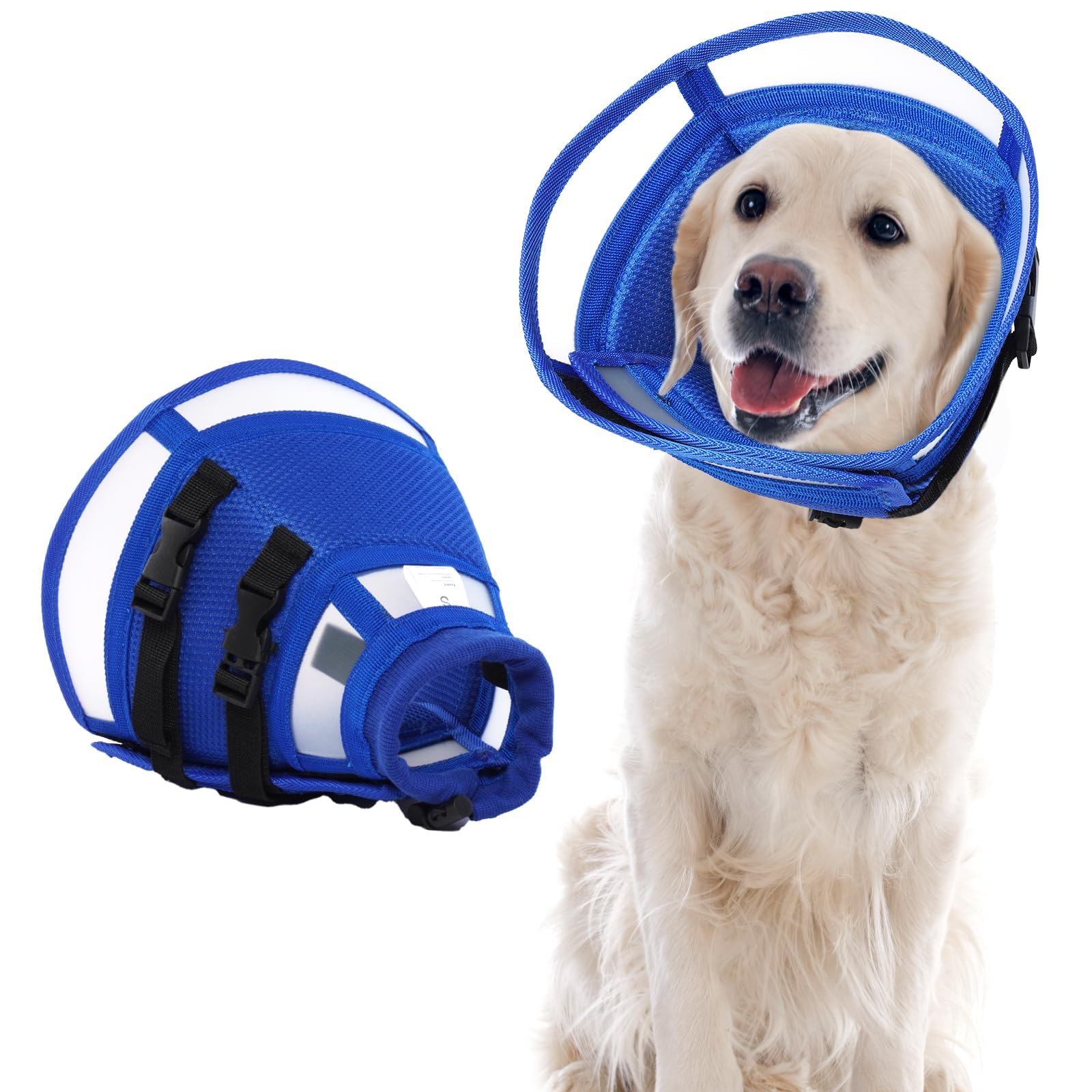 Bequemer Kegel für große Hunde, um das Lecken zu stoppen – Verstellbares elisabethanisches E-Halsband für nach Operationen, zur Genesung von Neuter und Wunden, leicht, atmungsaktiv, verhindert Beißen