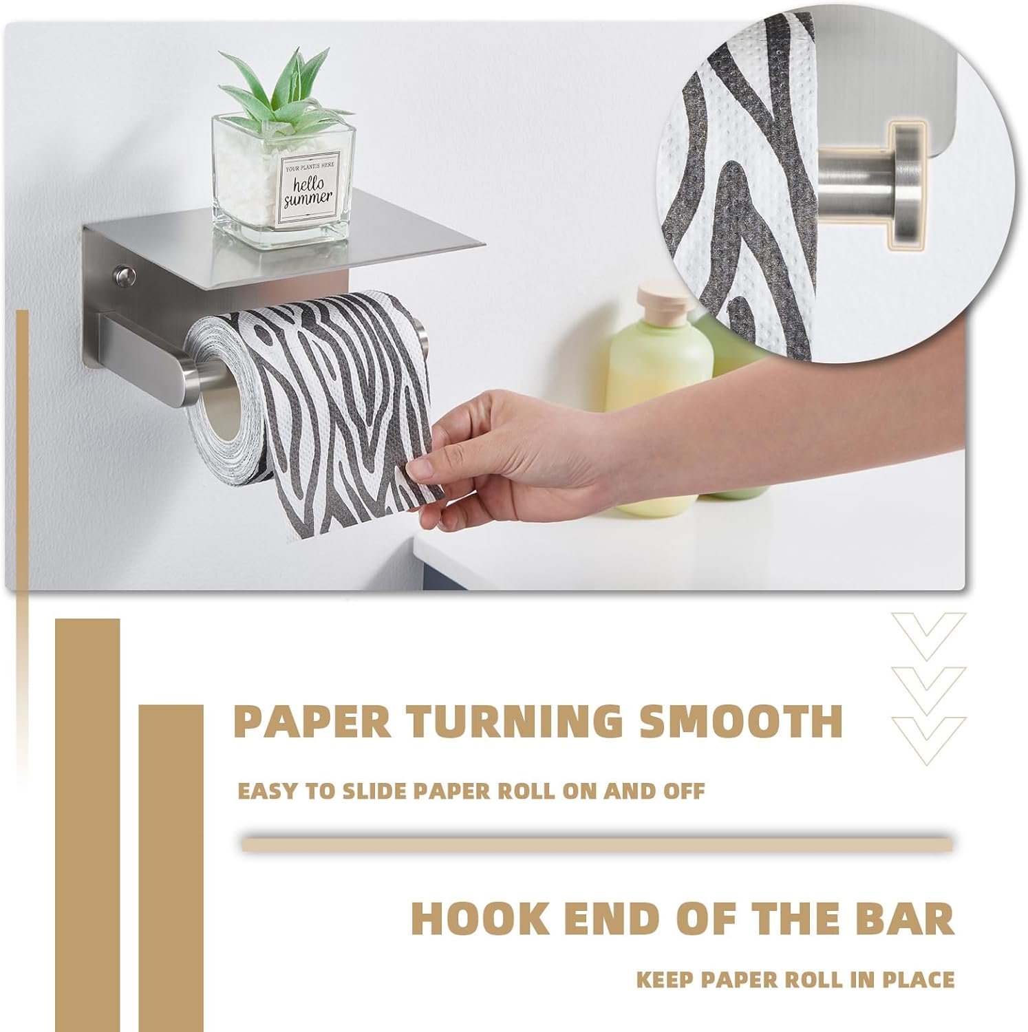 Toilet Paper Holder Bundle with Bathroom Towel Hook (Brushed Nickel)