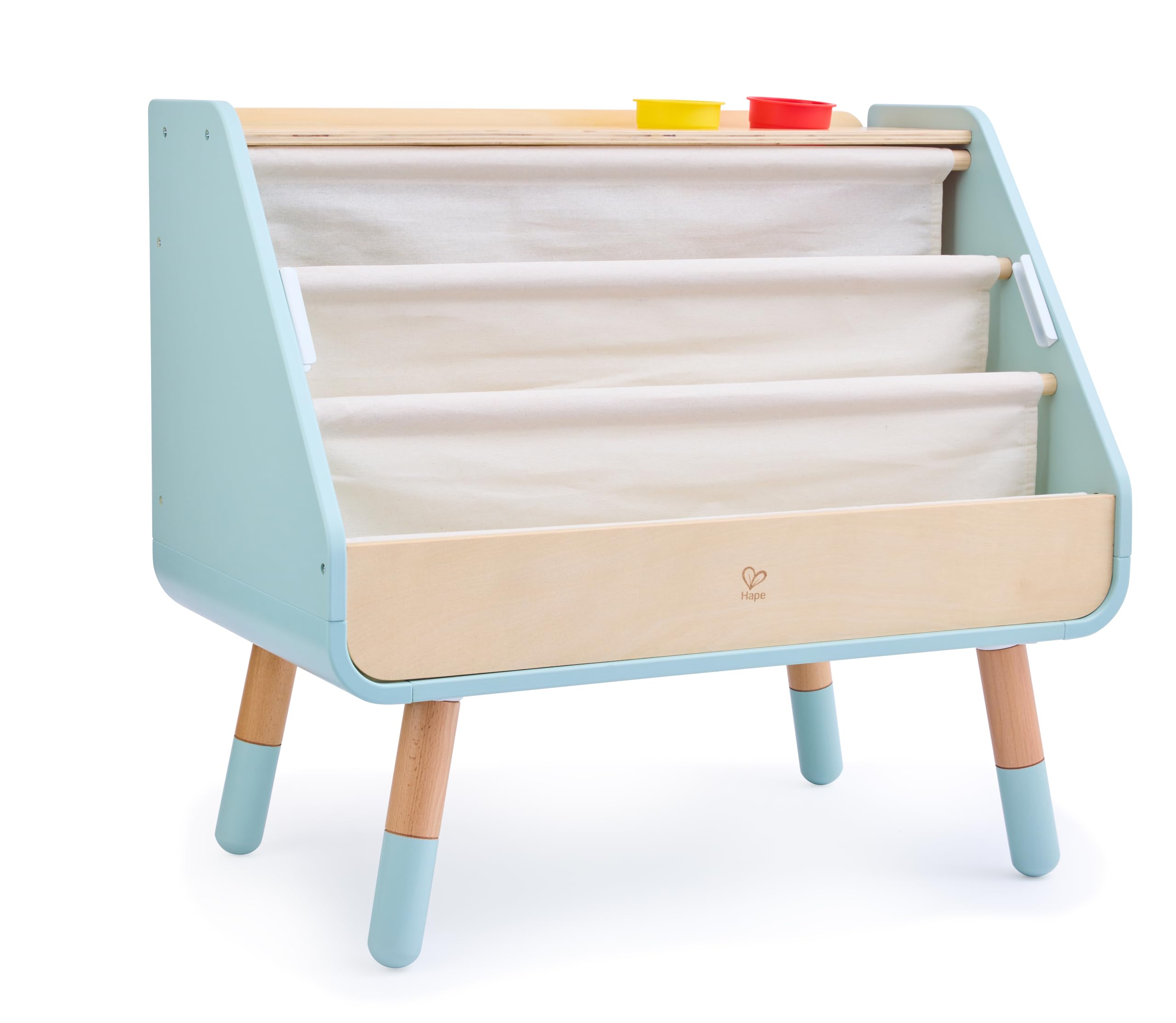 Hape Stół do czytania i rysowania – sztaluga i regał na książki w jednym, tablica suchościeralna 2 w 1, miejsce do przechowywania i akcesoria, ergonomiczny stół malarski, wykonany z drewna z funkcją