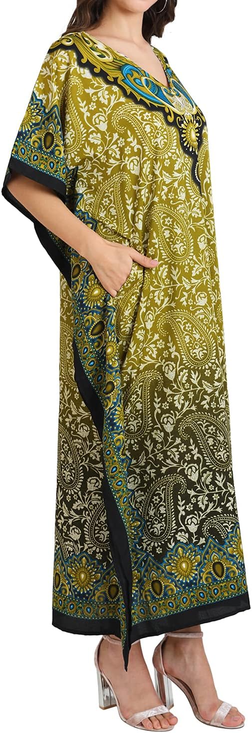 Miss Lavish London Long Kaftan Dress Women, Flowy Resort Wear, Maxi Plus Size Swim Coverup, Lightweight Summer Long Kaftan - Image 7