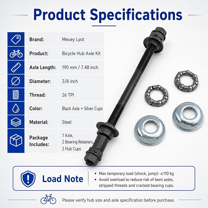 Eje para rueda de bicicleta 190 mm - Kit 1 set miniatura 4