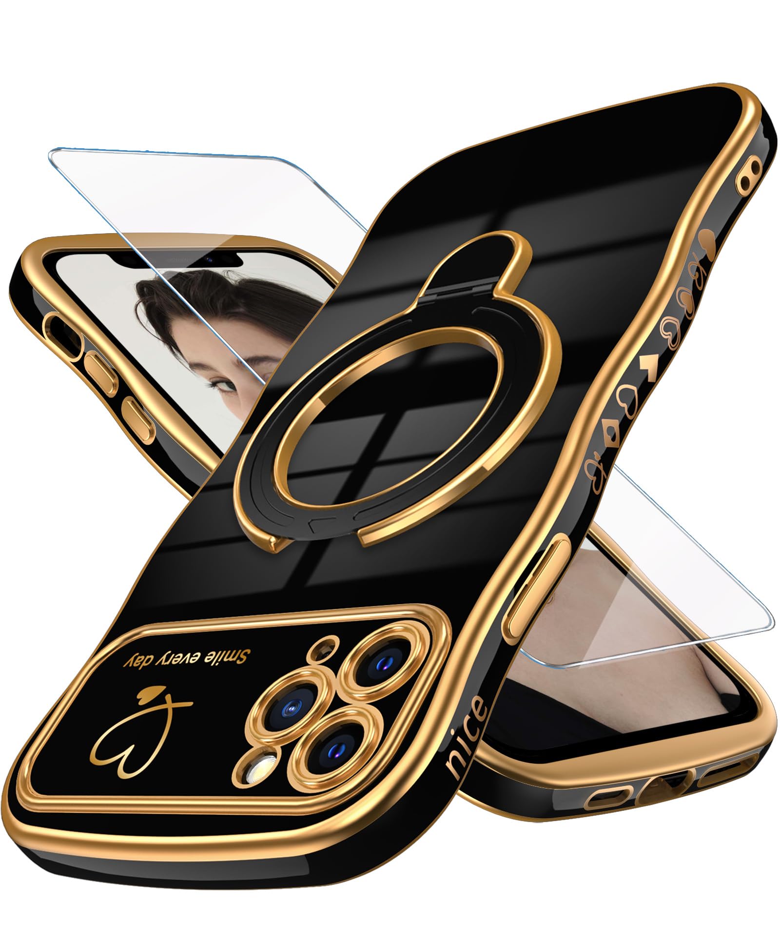 Coque iPhone 11 Pro Max antichoc noire à bord doré avec son protège-écran - 8