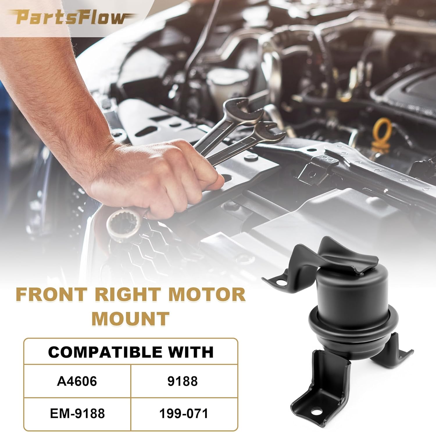 PartsFlow Engine Motor and Transmission Mount Set of 4 Compatible with Mitsubishi Lancer 2002 2003 2004 2005 2006 2007 Automatic Trans 2.0L Replacement for A4641 A4617 A4606 A6647 9188 9181 9170 9569