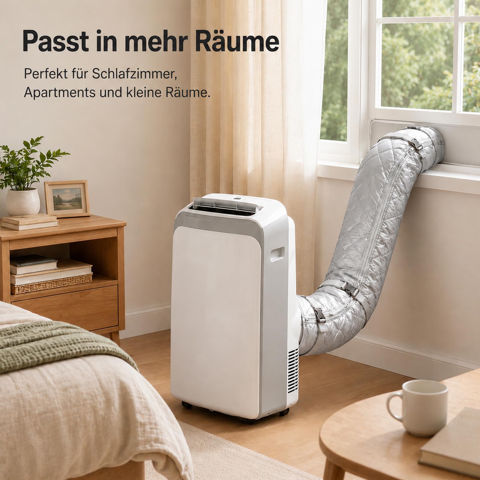 2er Set Mobiles Klimaanlagen Schlauchschutz Hülle mit Reißverschluss & 4 Schnallen, 149x58.5 cm Silber Isolierung für Abluftschlauch 13-15 cm (5-5.9 Zoll), Universeller Klimaschlauch Staubschutz