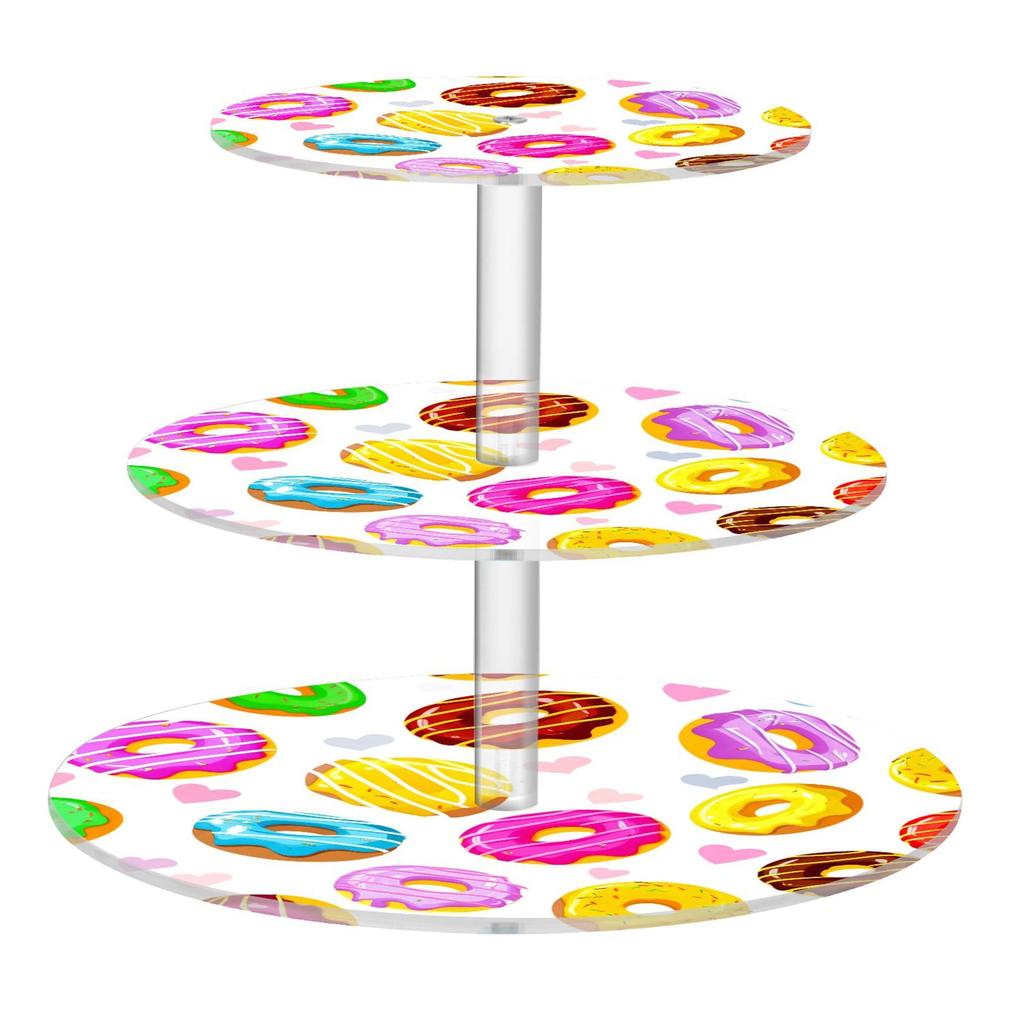 PYBUG Donuts 3 Tier Acrylic Cupcake Stands Tower,Dessert Table Display Set for Tea Party,Wedding,Birthday, Baby Shower