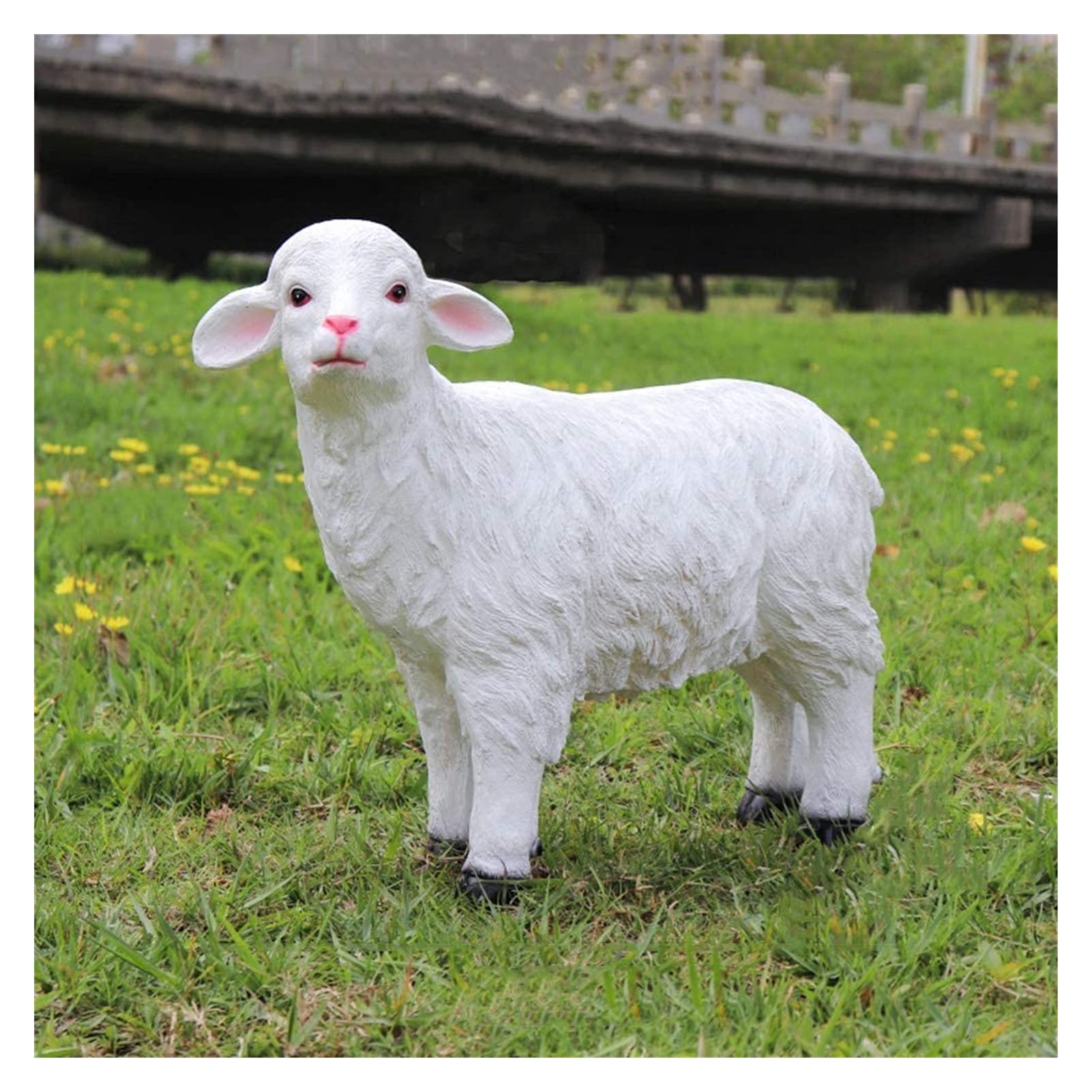 Garden Statue Animal Sculpture Outdoor Decor Gift Farm Animal Statues Lamb Garden Outdoor Garden Sculptures Patio Yard Decor Sheep Crafts Ornaments Simulation Statuette(Whitec,57x20x49cm(22x8x19inch))