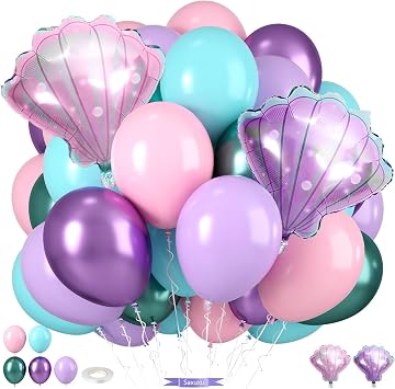 Mermaid Balloons,Sea Theme Birthday Baby Shower Decorations for Girls