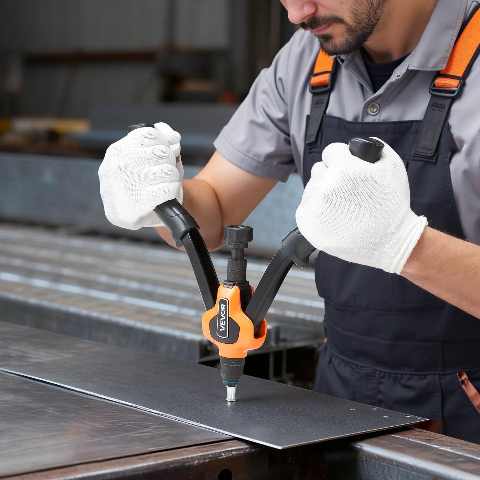 VEVOR Kit Rivettatrice per Inserti Filettati a Due Mani da 360 mm, con 7 Mandrini e 70 Dadi, con Robusta Custodia per Il Trasporto, per Montaggi Metallici, Mobili, Autoveicoli e Riparazioni DIY