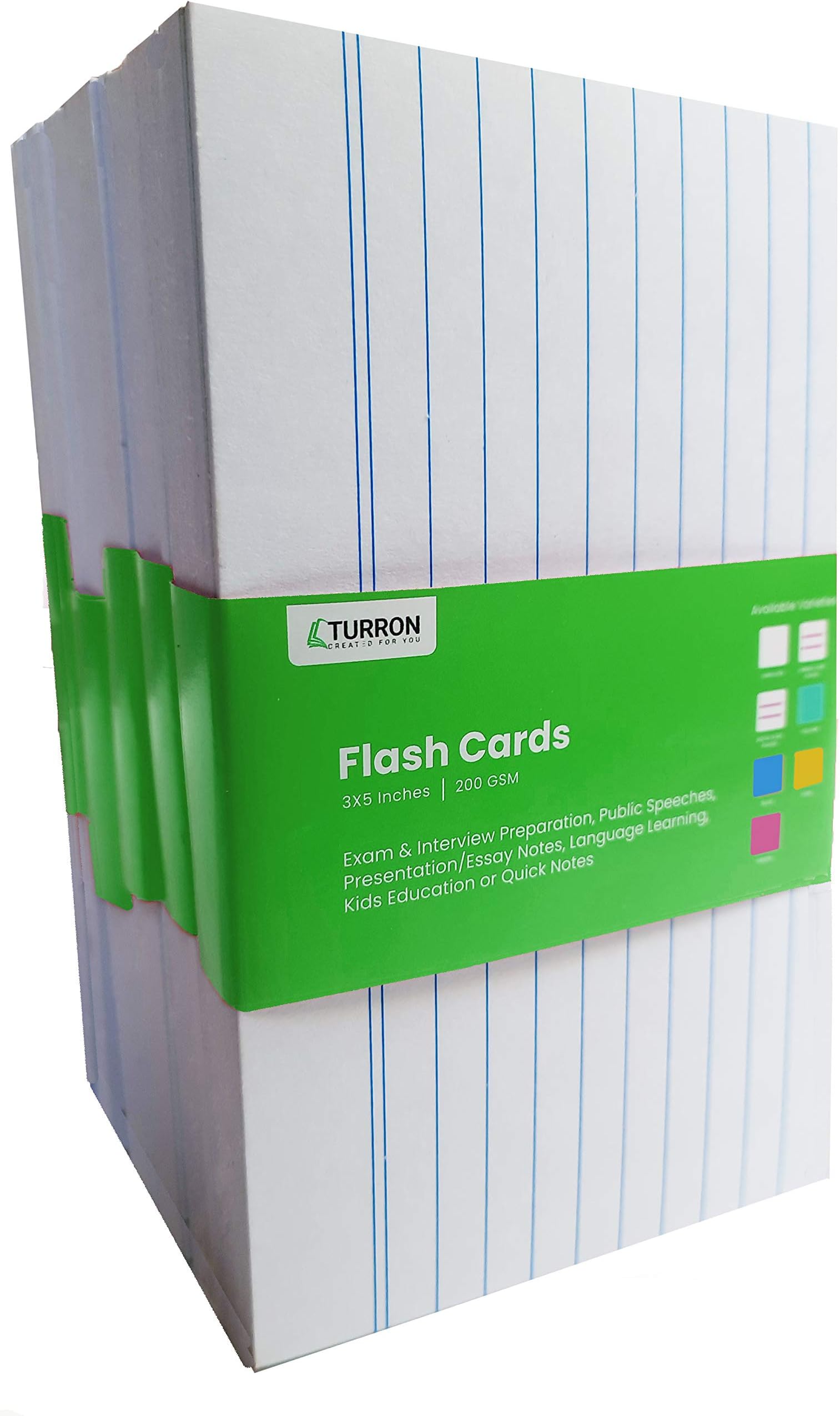 Bulk Box - 300 Index Flash Cards - One side ruled, 3 x 5 Inch, 220 GSM - Work from Home notes, Exam & Interview Preparation, Kids learning, Quick notes