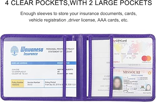 Miniatura 18 de Soporte para registro y seguro de automóvil, soporte de cuero para tarjetas de registro y seguro, organizador de guantera para vehículos