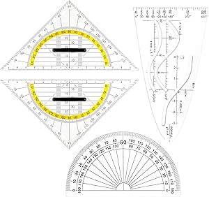 4 Piece Geometry Triangle Set, Parabola Template Math, Geo Triangle ...