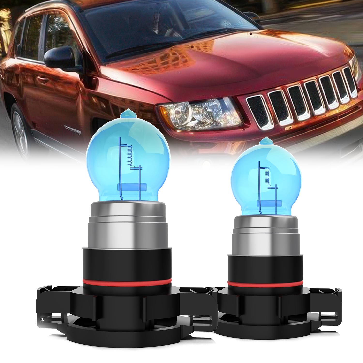 LECCIBUB Fog Light Bulbs Compatible with Jeep Grand Cherokee 2011-2013, 5202 Fog Lights Halogen Light Bulb, Super Bright 6000K White, Plug and Play, Pack of 2