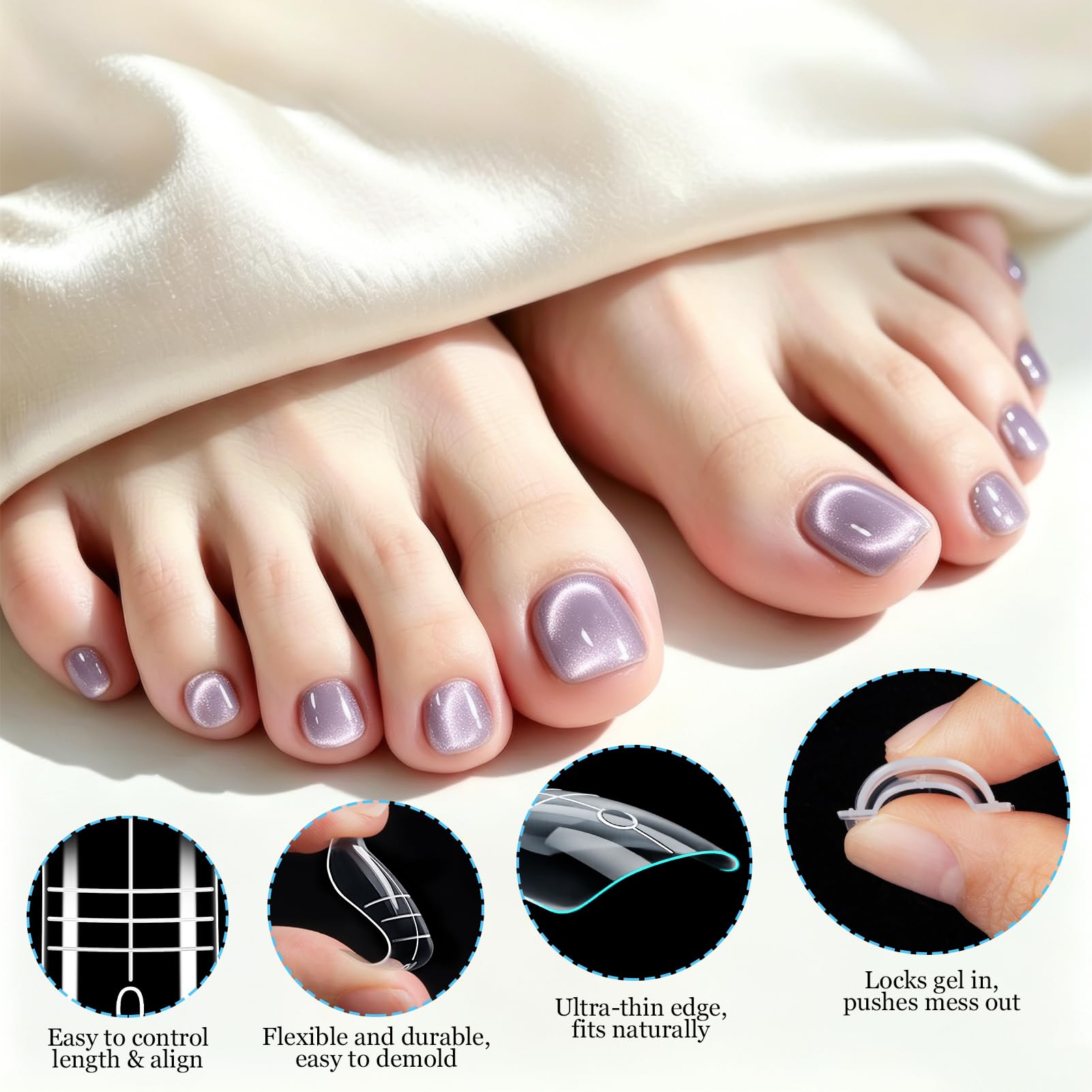 MELLIEX 180 sztuk formy do paznokci Polygel na palce, kleszcze dualne do paznokci na pedykury, zestaw do paznokci Poly Gel na palce, zestaw do przedłużania paznokci, ponownie używalne formy do