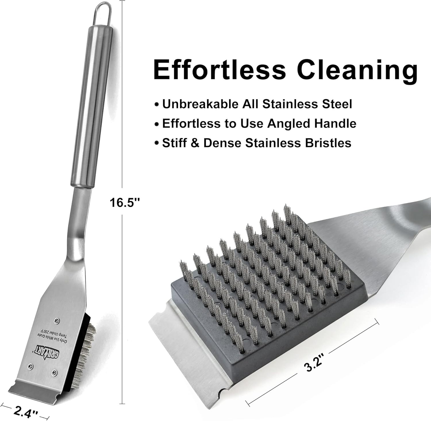 GRILLART Grill Brush and Scraper, Wire BBQ Grill Brush for Outdoor Grill, 16.5” Grill Cleaning Brush BBQ Grill Accessories, Safe Grill Cleaner Brush-Ideal Gift for Men/Dad BBQ Brush for Grill Cleaning : Patio, Lawn & Garden