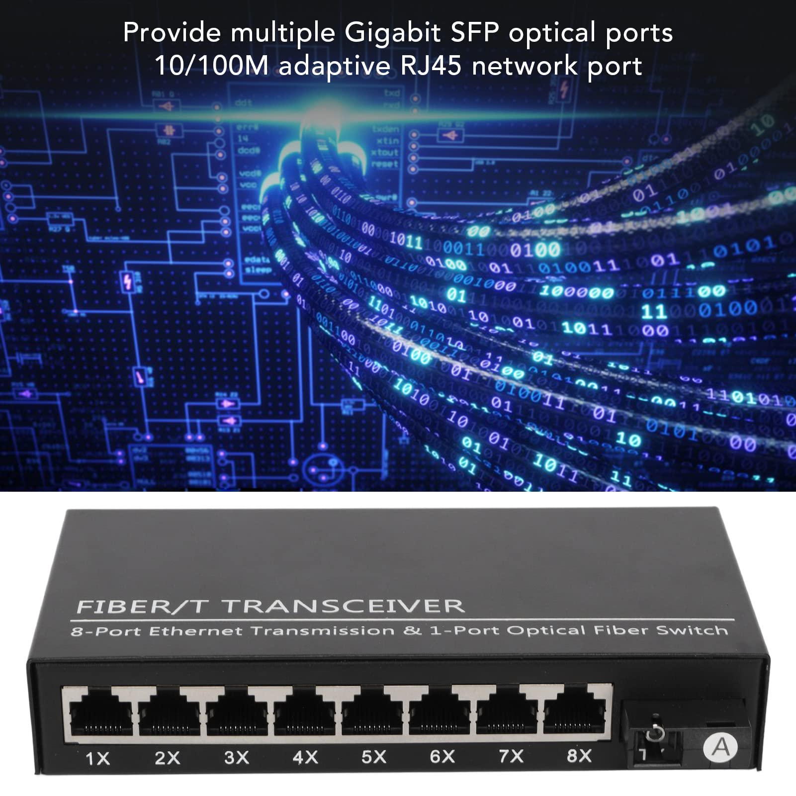 Cryfokt Émetteur-récepteur Fibre, Jusqu'à 25km 1 Port Optique 100-240V Tx1310nm RX1550nm RJ45 Port Fibre Ethernet Media Converter pour Réseau (Prise UE)