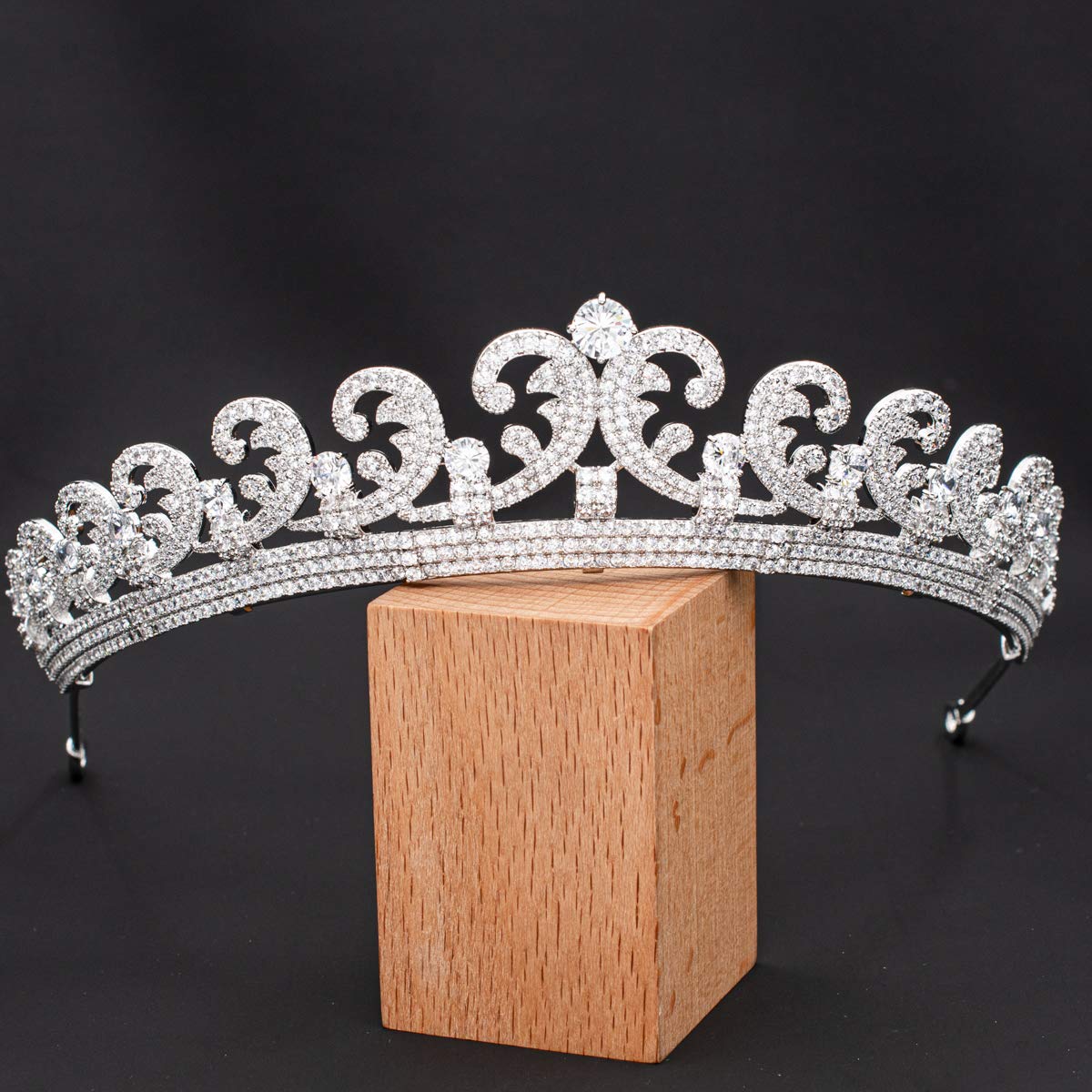 Diadema da sposa con cristalli di zirconia cubica, corona di