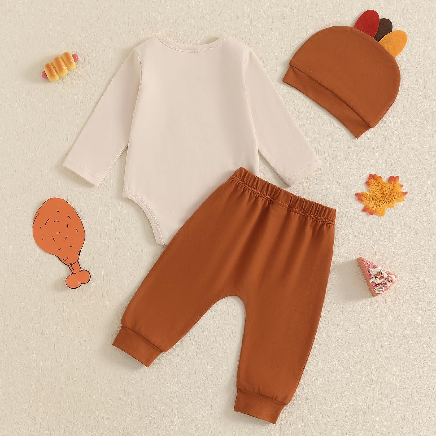 Lamuusaa Newborn Baby Boy Thanksgiving Outfit Long Sleeve My 1st Thanksgiving Romper Long Pants Hat 3Pcs Clothes Set 0-18M - Image 7