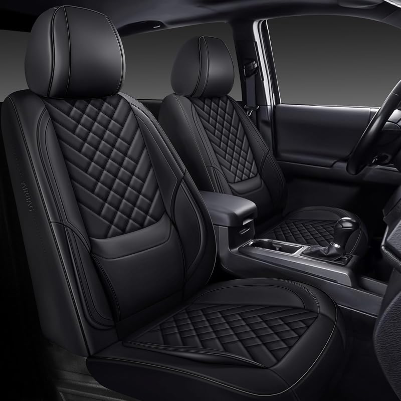 Capa de Banco em Couro Sintético para Toyota Tacoma 2016–2023, Cabine Dupla/Crew Cab, Preta, Kit Completo WENNFOUR WF09-Black