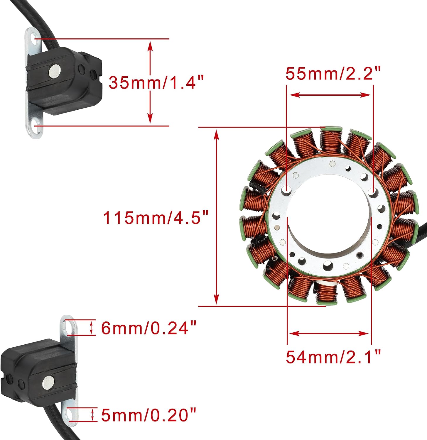 WOOSTAR 18 Coil 9 Wire Magneto Stator Replacement for 1998-2002 LT-F500F QuadRunner 500 4WD 2000-2001 LT-A500 QuadMaster OEM 32101-09F00 32101-09F01 32101-2009F20 3430-011 3430-012 3430-059
