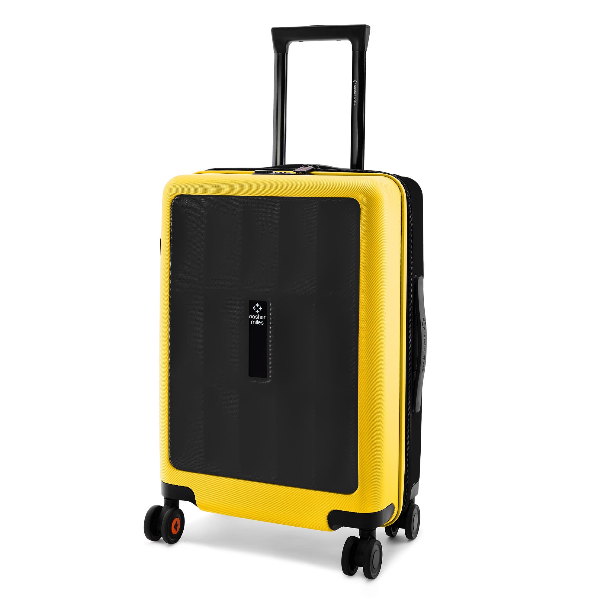 Zanzibar TSA Lock Hard-Sided Polycarbonate 8 Wheels Double Spinner Cabin Luggage Black Yellow 20 inch |55cm Trolley Bag| Suitcase, Small