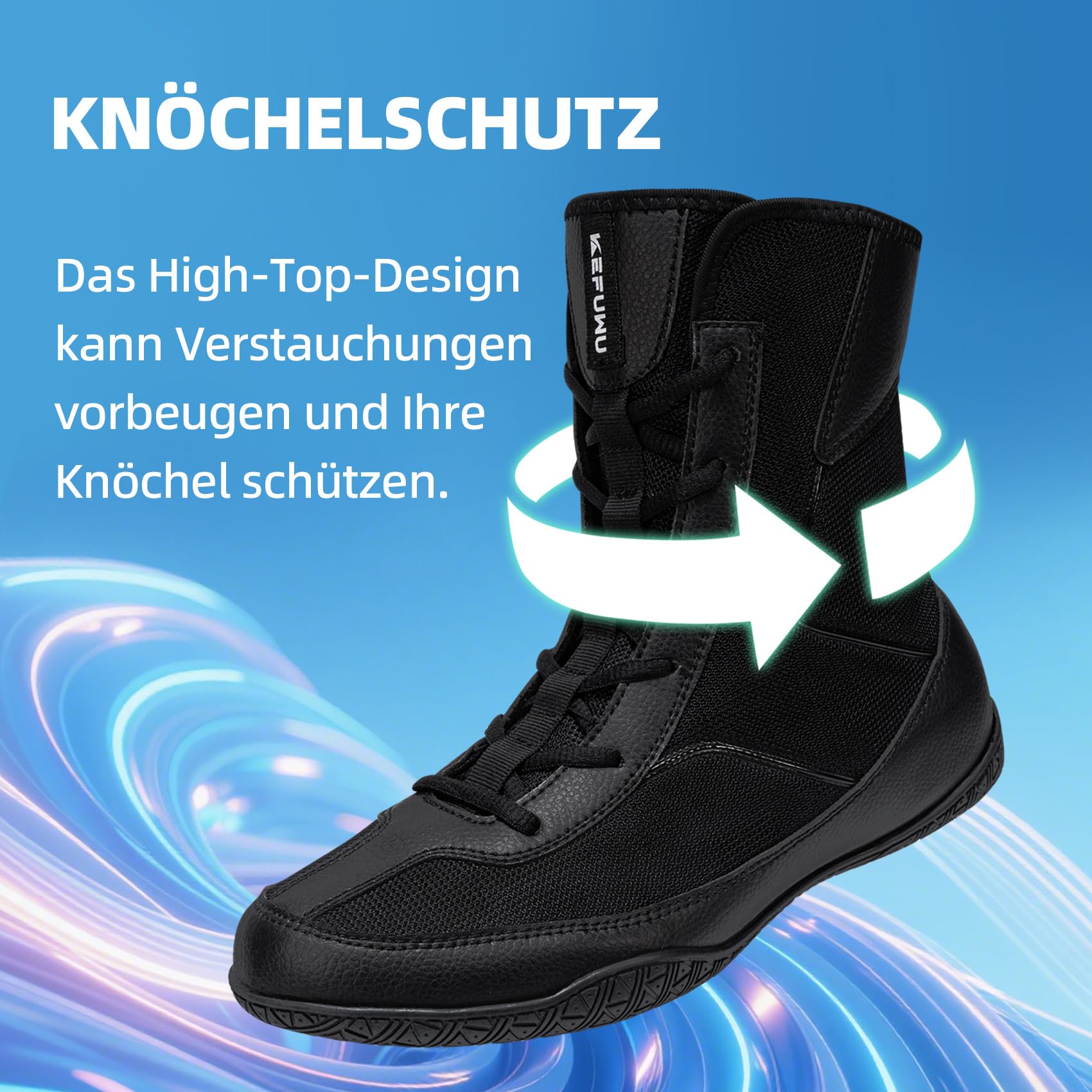 rutschfest Wrestlingschuhe Boxschuhe Herren,Schwarz | Hochschuh-Design Tmungsaktiv Leicht Wettkampf Training Kampfsportschuhe