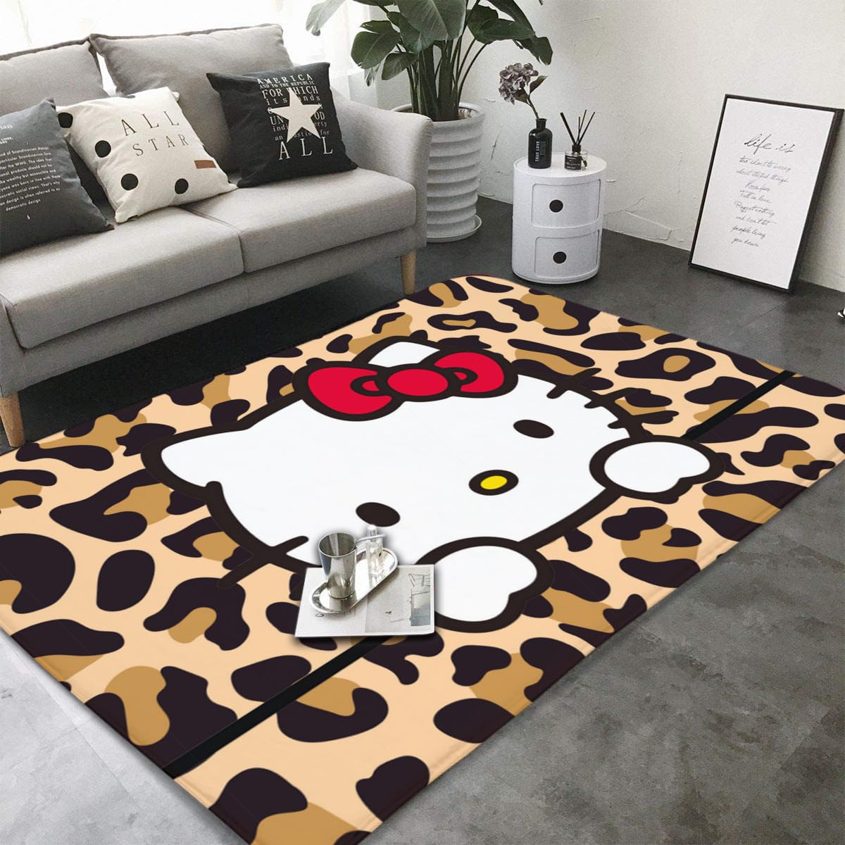 Amazon｜カーペット ハローキティ 豹柄 ヒョウ 紋 ラグマット 絨毯 