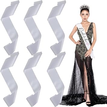 Sintege 6 Pieces Sublimation Blank Satin Sash, Plain Sashes Party Accessory for Graduation Wedding Party and DIY, Design Your Sash