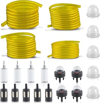 GoaMotors 4 Sizes 16 Feet Fuel Line Hose Fit for Zama for Stihl for Poulan for Craftsman for Husqvarna Trimmer Chainsaw Blower with Snap in Primer Bulb, Primer Bulb, Fuel Filter