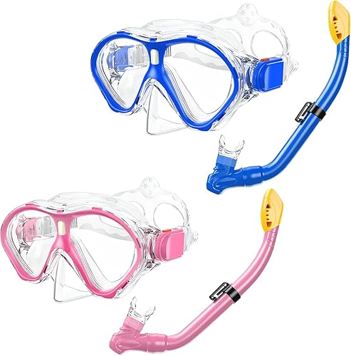 Miniatura 10 de Gintenco Juego de esnórquel para niños, máscara de buceo para niños como gafas de natación unisex, juego de máscara de buceo antivaho y esnórquel
