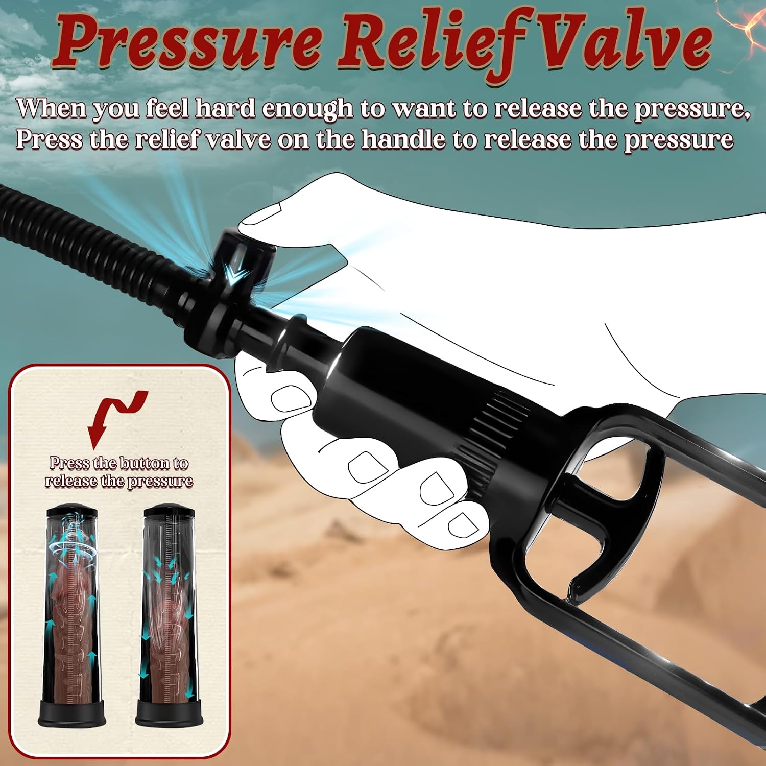 Penis Pump with Silicone Base Ring, Quilloria Manual Vacuum Penis Extender Male Masturbator, Sex Toys Sexual Stimulation Device for Erection, ED, Adult Male Sex Toys for Men (Regular Style)
