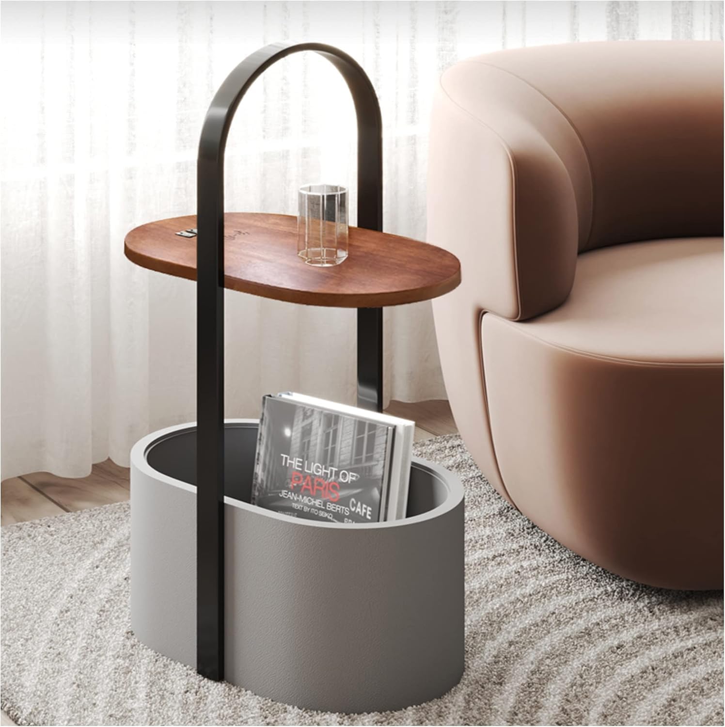 Smart Bedside Table Bedroom,Nightstand with Charging Station,Wireless Charging,Side Table Bedroom,with Storage,Adjustable Led Lights,and USB Charging Port,White,with Remote
