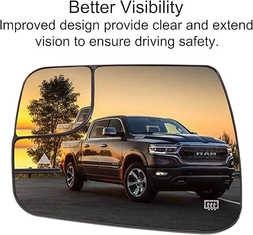 Miniatura 7 de Reemplazo del espejo lateral del conductor para Dodge Ram 1500 2500 2019 2020 2021 2022 2023  Reemplazo de cristal del espejo lateral izquierdo con