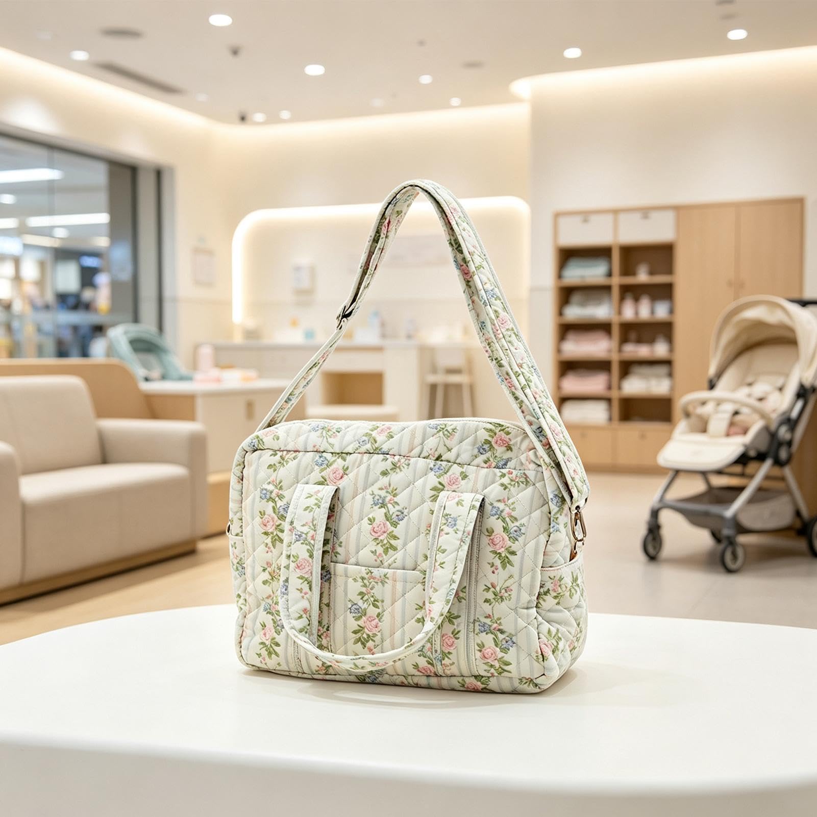 Borsa Porta Pannolini Carina Tote Trapuntata In Misto Cotone Con Organizer,