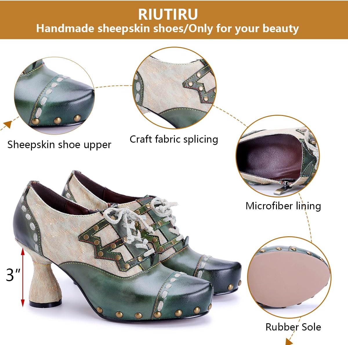 Women's Handmade Lambskin Oxford Loafers Shoes with Retro Ethnic Printed Style, Brock Design for Casual and Fashion Collegiate Style - Image 6