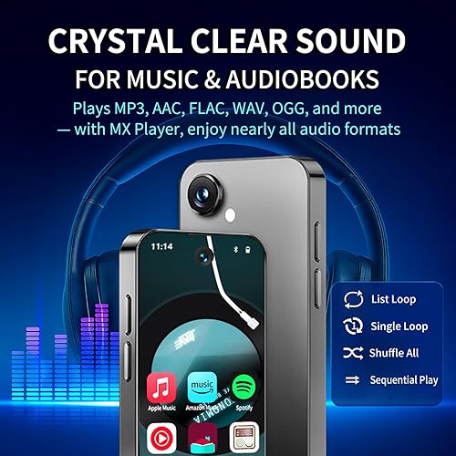 Miniatura 5 de Reproductor de MP3 con Bluetooth WiFi 80GB Reproductor de música digital portátil Android dispositivo con pantalla táctil de 3.9 pulgadas, sonido