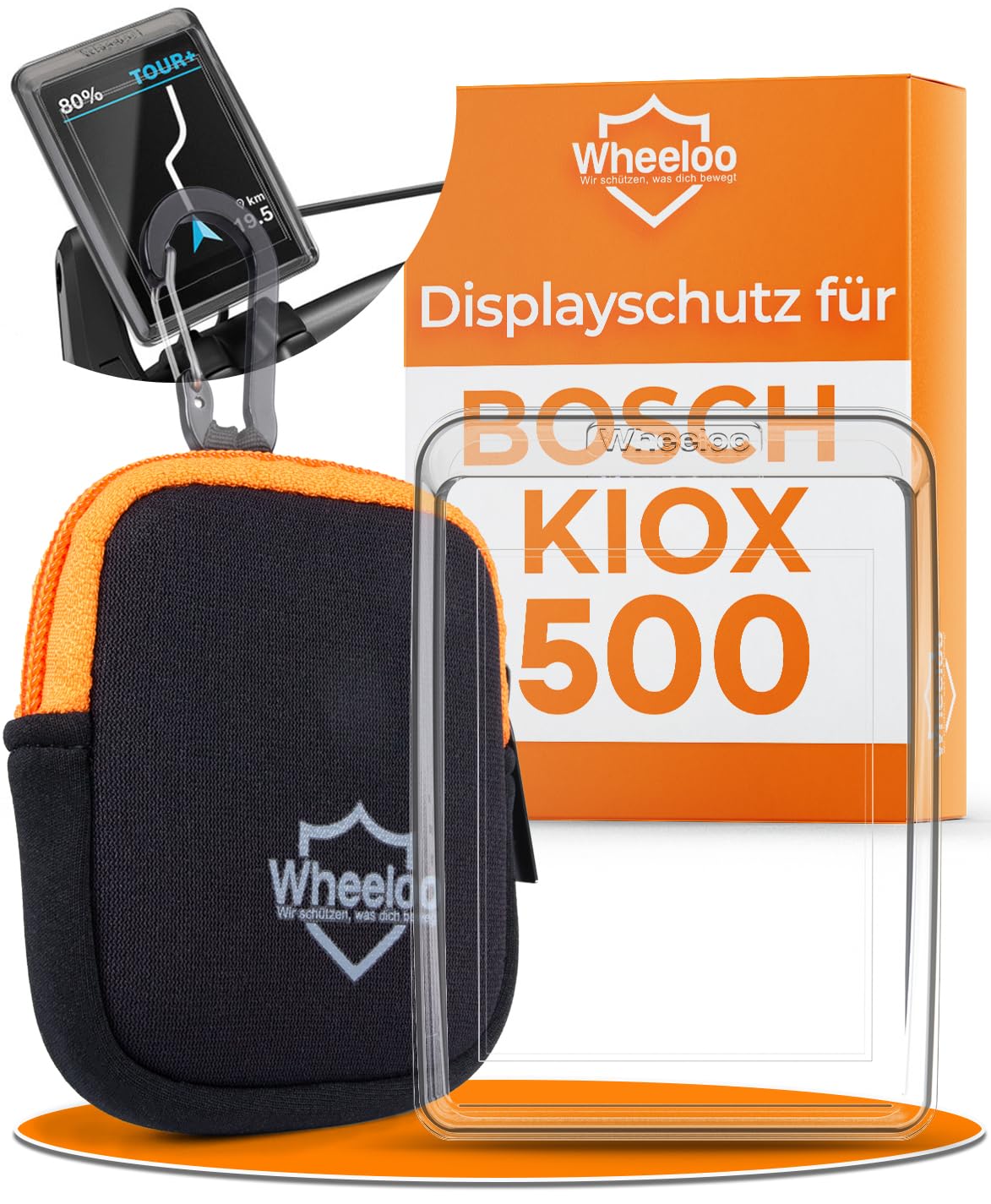 Wheeloo Displayschutz für Bosch Kiox 500 I E-Bike Schutzhülle transparent & wasserabweisend I EBike Display Schutz Set I Zubehör E Bike