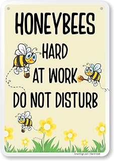 SmartSign Honeybees At Work Do Not Disturb Sign - 10" x 7", 40 mil Laminated Rustproof Aluminum Metal, For Bee Farms, Garden, Lawn, Outdoor, Décor, Novelty, Made in USA
