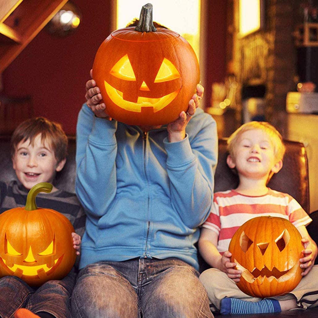 Kit Sculpture Citrouille Halloween - 7 Outils En Acier Inoxydable + 10 Pochoirs + Sac De Transport - 8