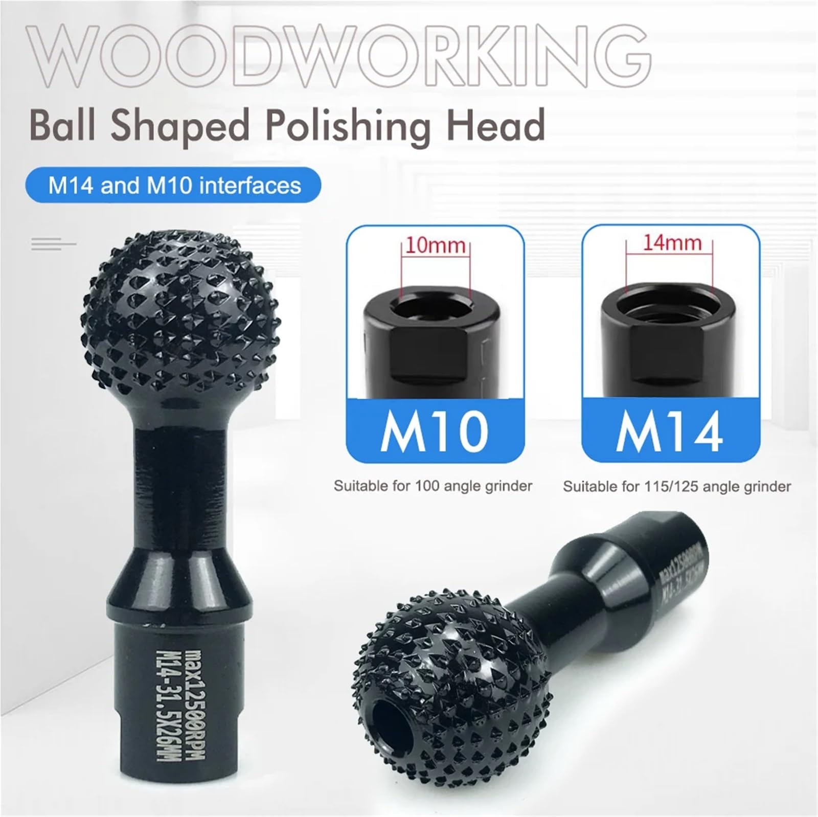 Juego de Herramientas para Tallado y Pulido de carpintería, Accesorio de Tallado eléctrico de 10/14 mm para Amoladora Angular, Herramienta para Tallado de Ranuras de Madera