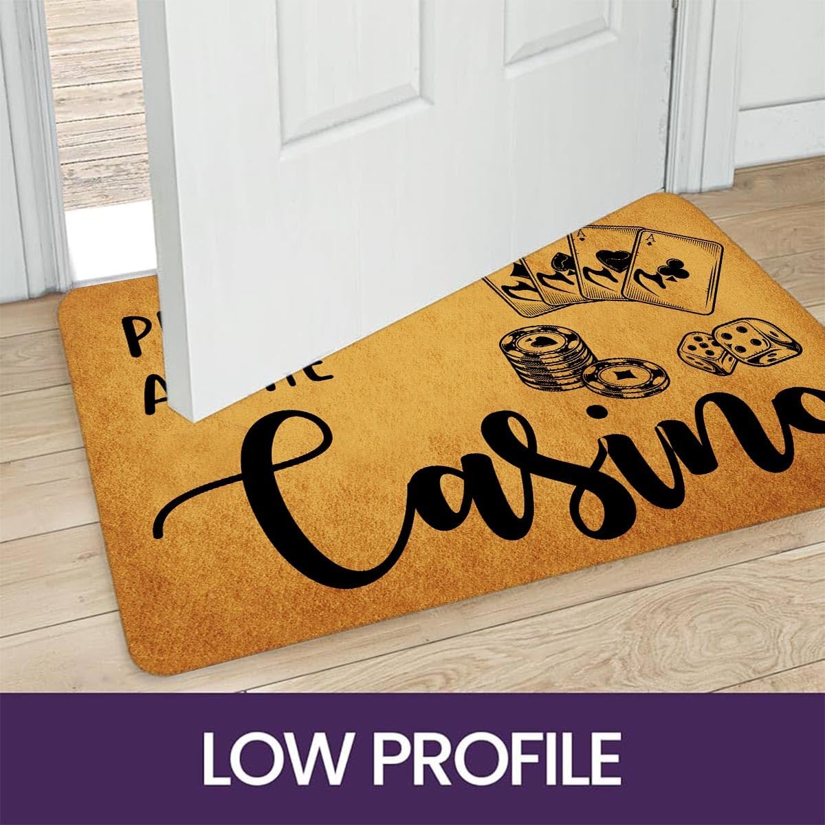 Funny Welcome Doormat for Entrance Way Porch Decor Mat Anti-Slip Novelty Gift 23.7"(L) x 15.9"(W) (Probably at The Casino Not Home Sign)