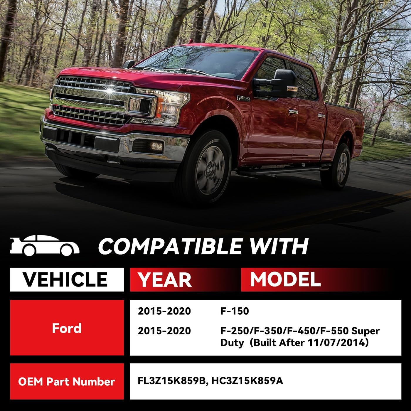 4pcs PDC Bumper Parking Aid Assist Sensors Backup Reverse Radar Replacement Kit - Compatible with 2015-2020 Ford F150 F250 F350 F450 F550 Super Duty Pickup Truck - FL3Z15K859B HC3Z15K859A